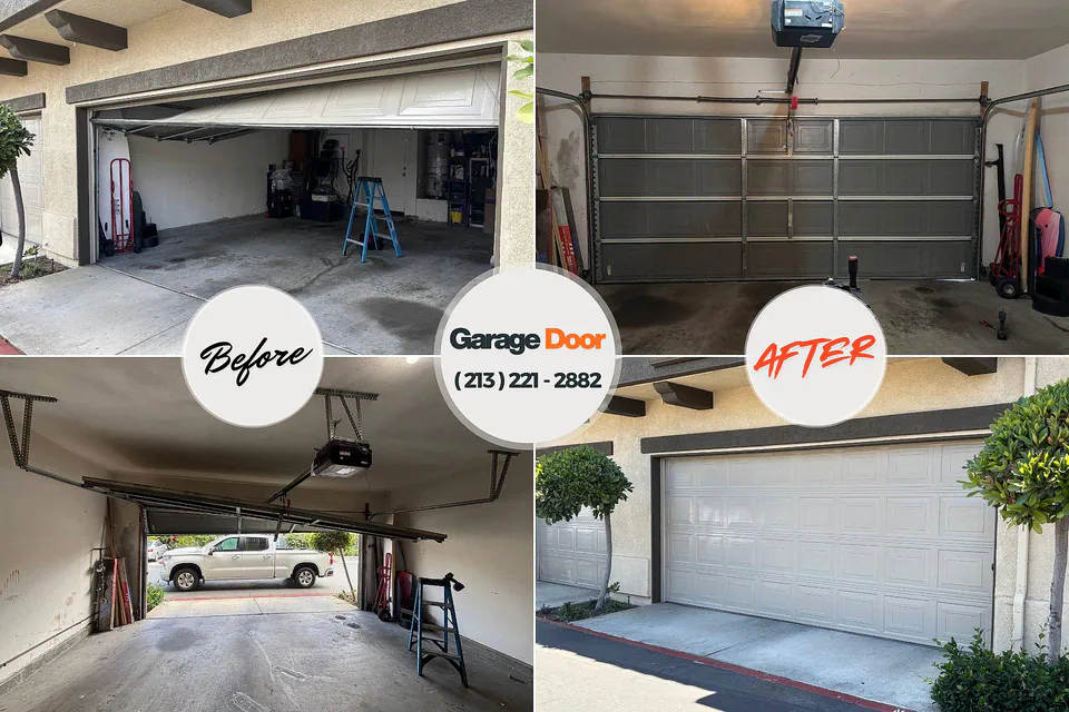 Before and after: garage door repair North Windham, ME